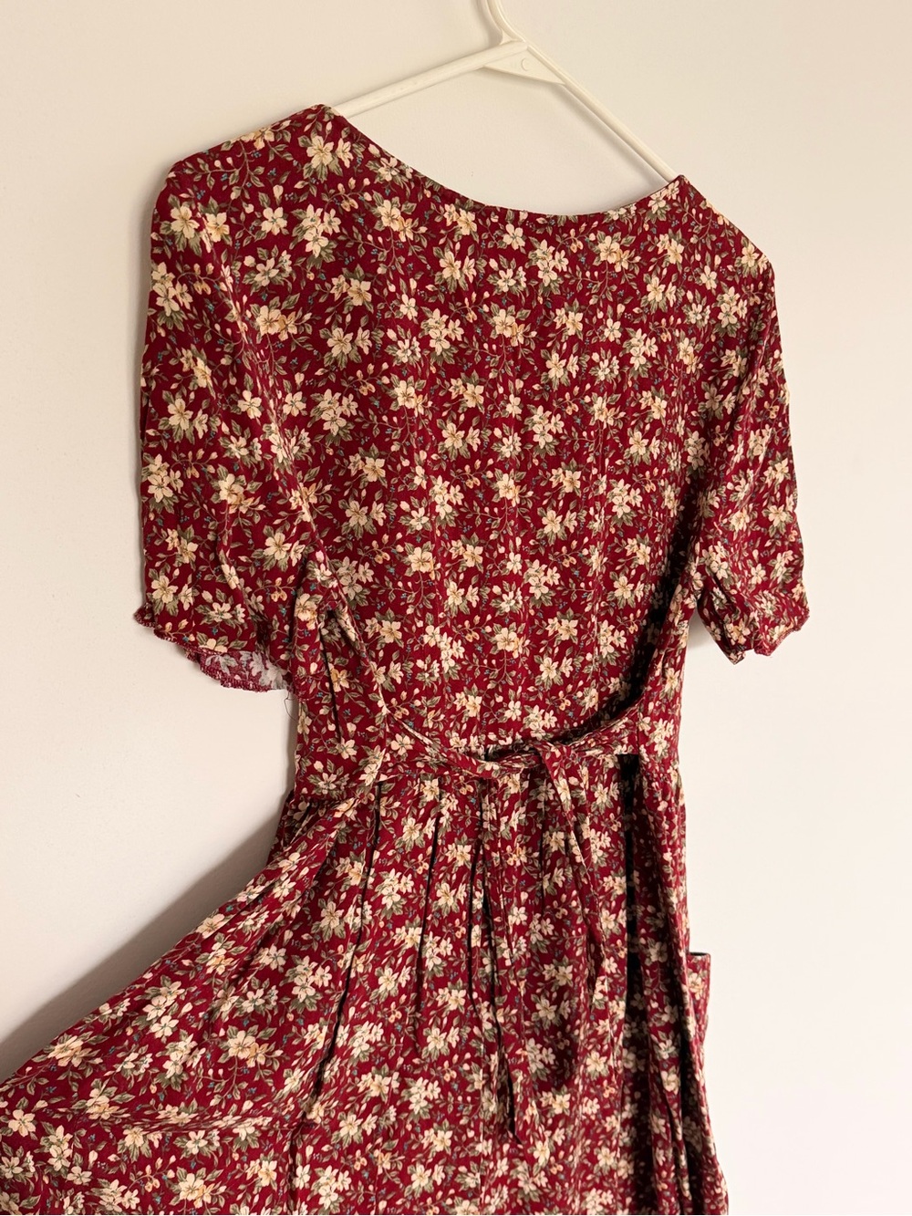 All That Jazz Burgundy Floral Tie-Waist Midi Dress